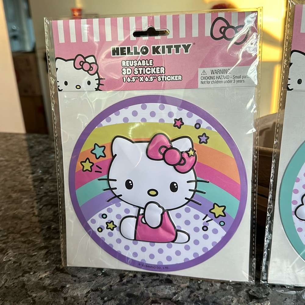 Two Big Hello Kitty reusable 3D stickers